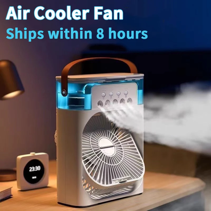 Desk Setup Lamp - 3-in-1 draagbare mini-luchtkoeler, desktop-koelventilator, airconditioner, luchtbevochtiger