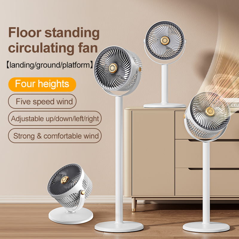 Desk Setup Home - Type-C oplaadbare vloerventilator met 4 hoogte-instellingen,