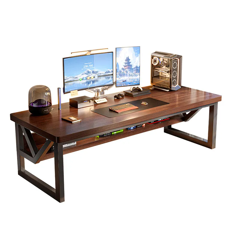 Desk Setup For Studying - Rechthoekig computerbureau voor thuiswerk, slaapkamer, dubbele