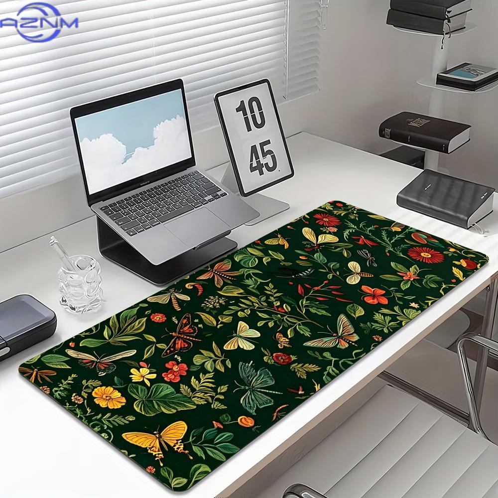 Desk Setup Vintage - Vintage Bloemen Vlinder Uitgebreide Muismat Antislip