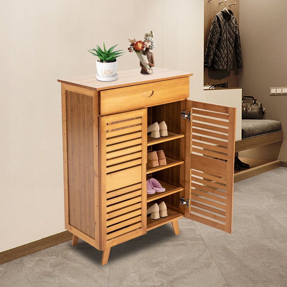 Drawer Organizer Bamboo - Bamboe schoenenkast met 2 deuren en