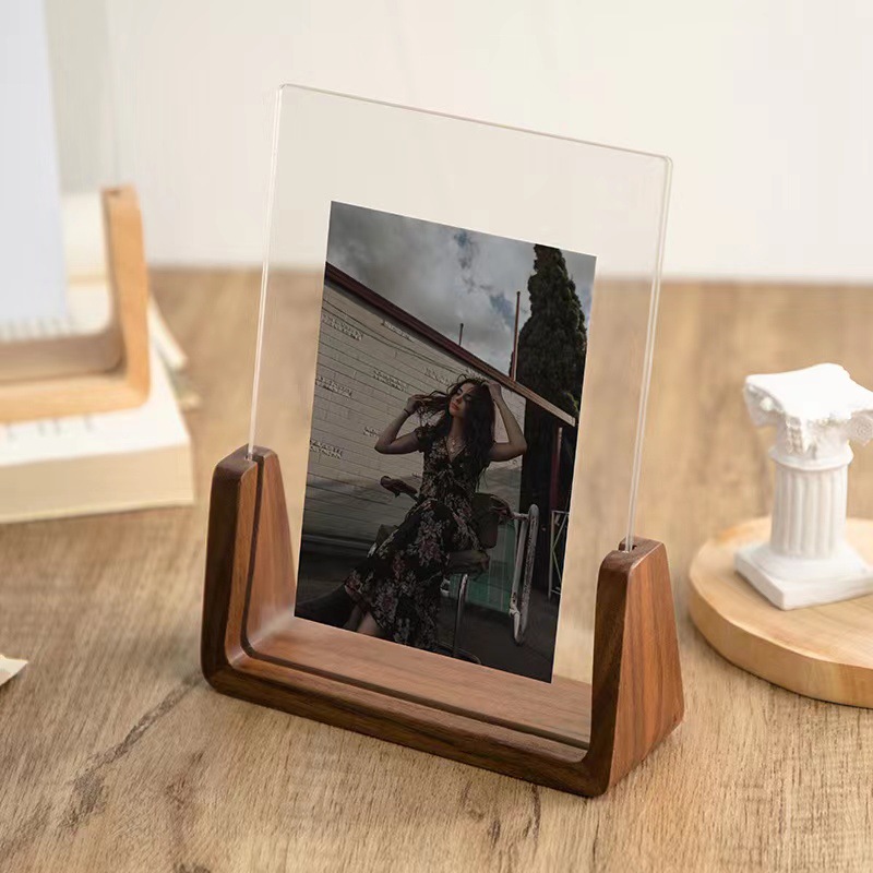 Desk Setup Photo - Walnoot/Beuken Creatieve Fotolijst Acryl U-vorm Transparant