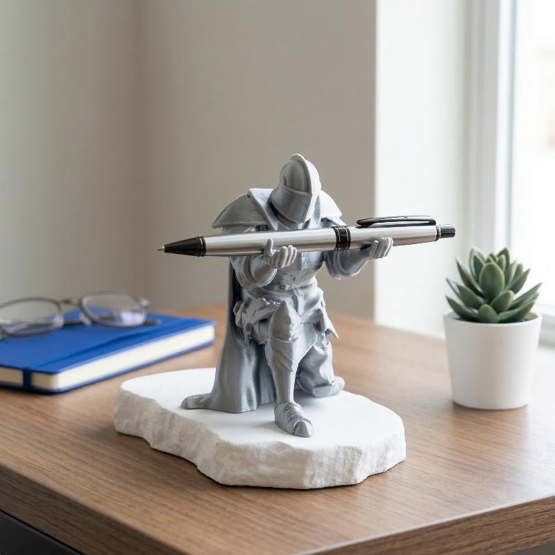Desk Setup Home - Ridderpenhouder Unieke bureau-organizer Middeleeuwse knielende figuurstandaard