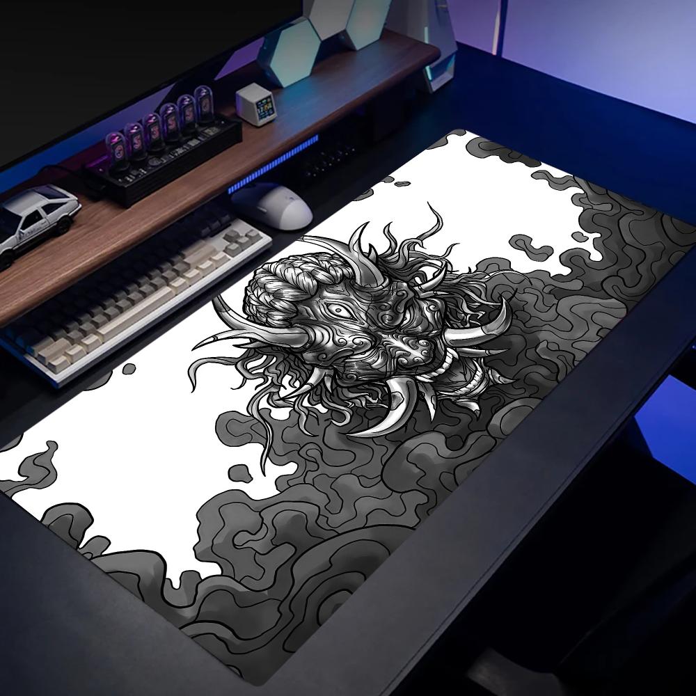 Desk Setup Keyboard - Oni Hannya Muismat Grote Set Kantoordecoratie