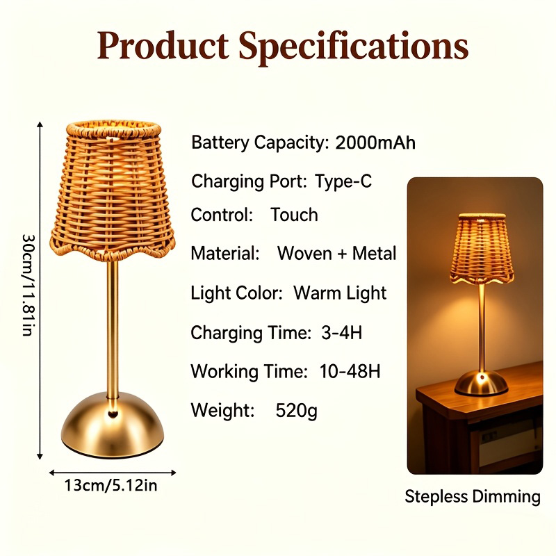 Boheemse geweven rotan kunstta - Desk Setup Lamp recensie en prijs