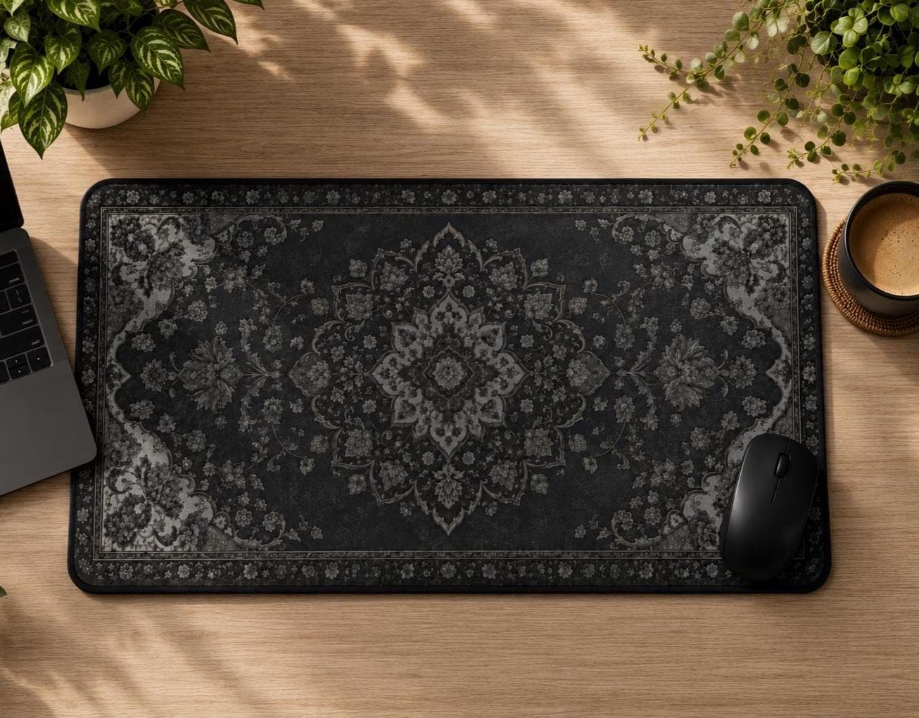 Zwarte Tapijt Bureau Mat Dark  - Desk Setup Vintage recensie en prijs