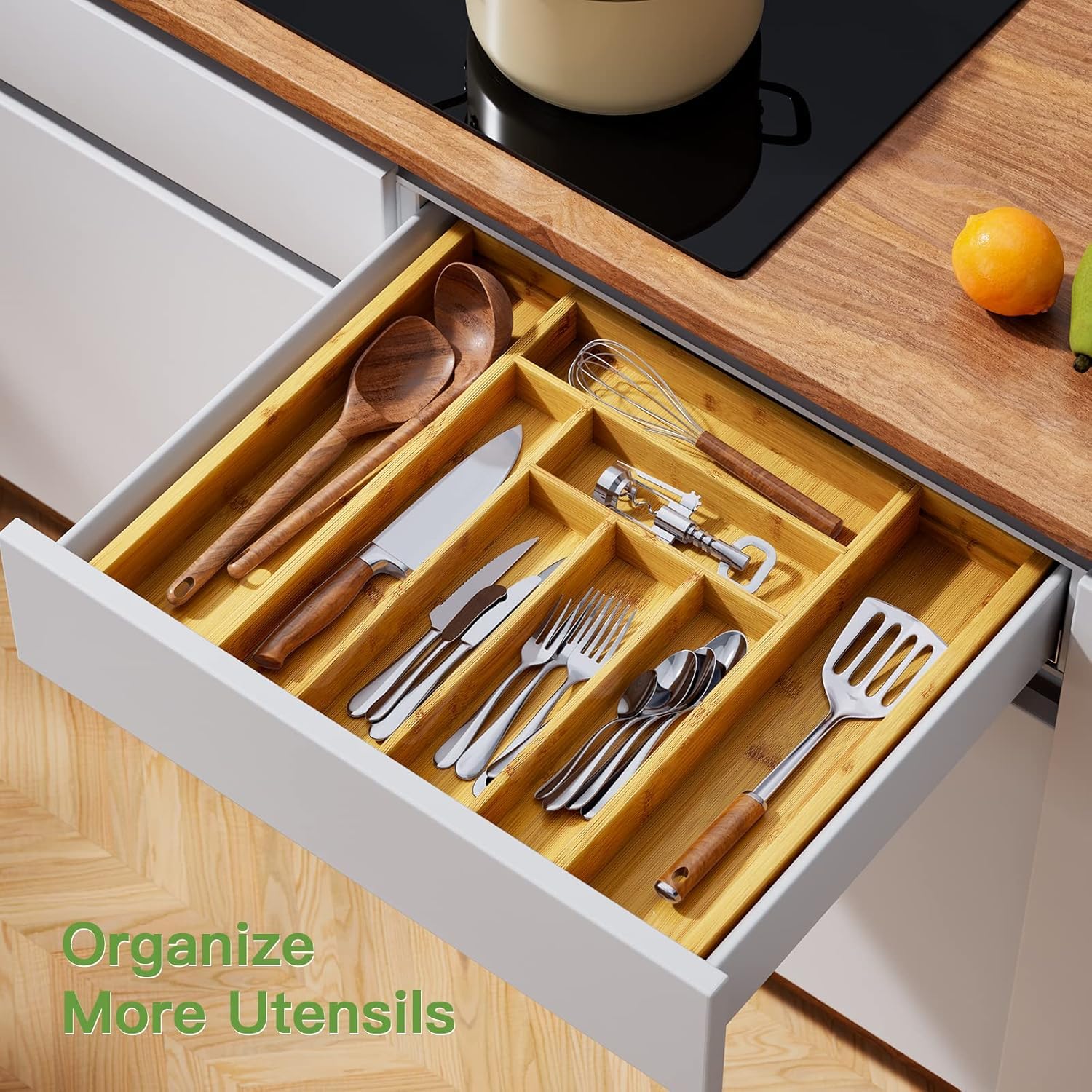Verstelbare bamboe besteklade- - Drawer Organizer Bamboo recensie en prijs