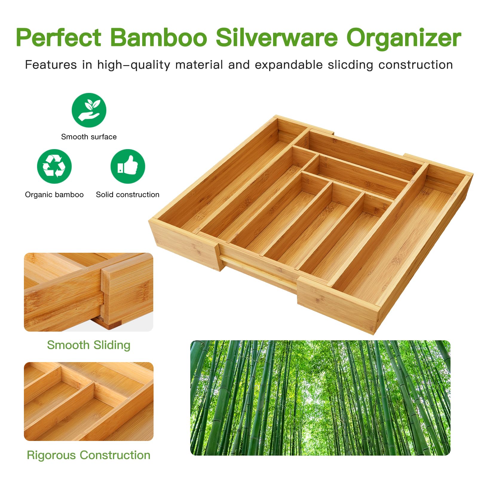 Verstelbare bamboe besteklade- - Drawer Organizer Bamboo recensie en prijs