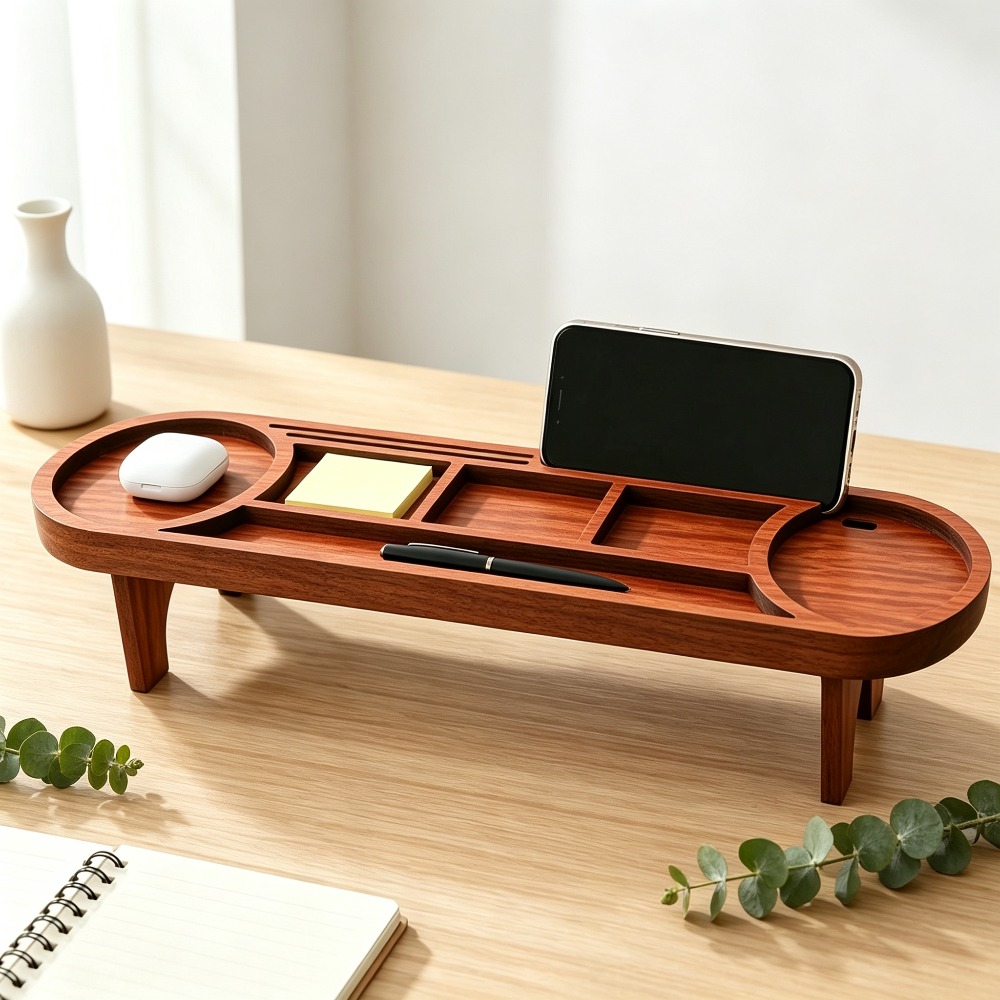 Houten bureau-organizer met te - Desk Setup Home recensie en prijs