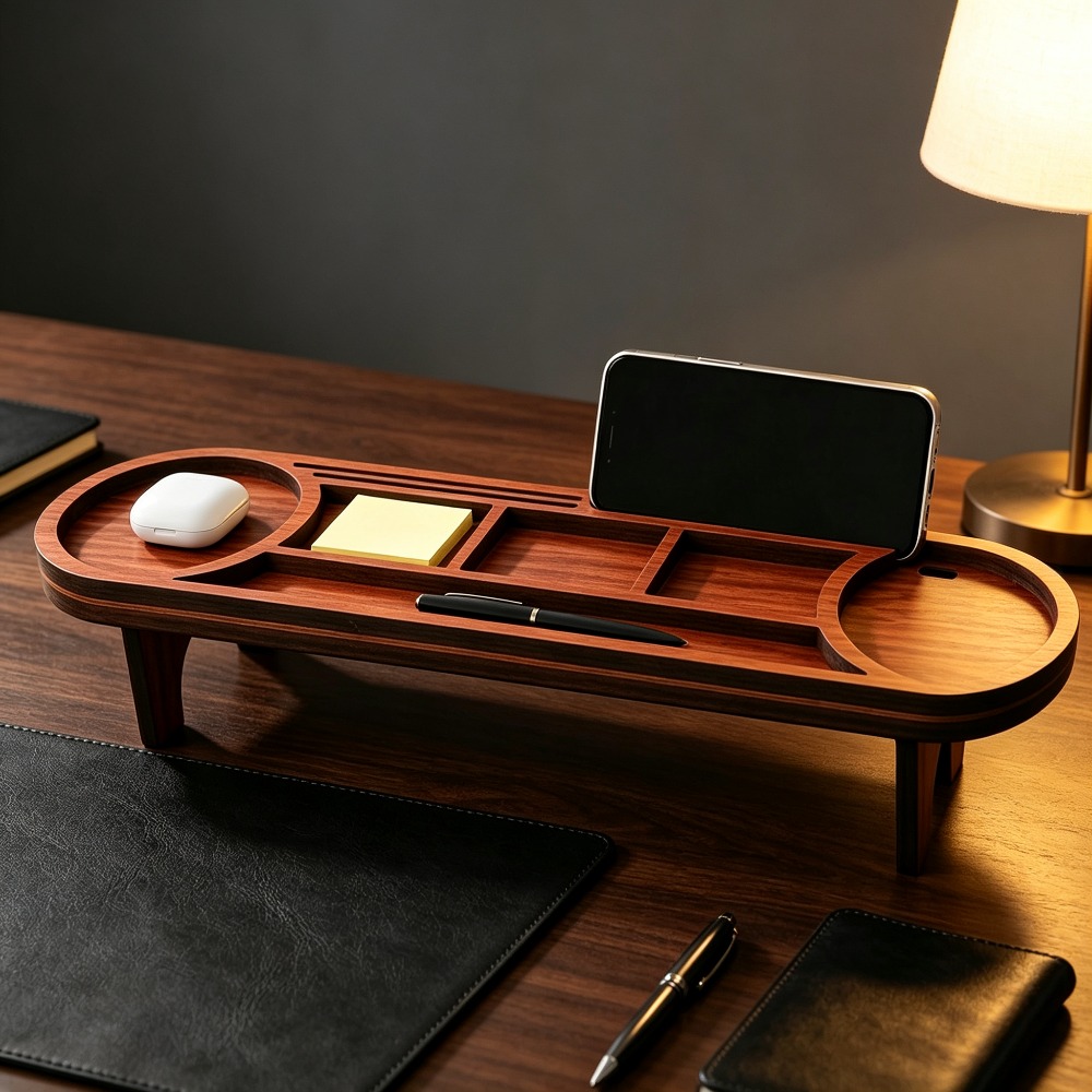 Houten bureau-organizer met te - Desk Setup Home recensie en prijs