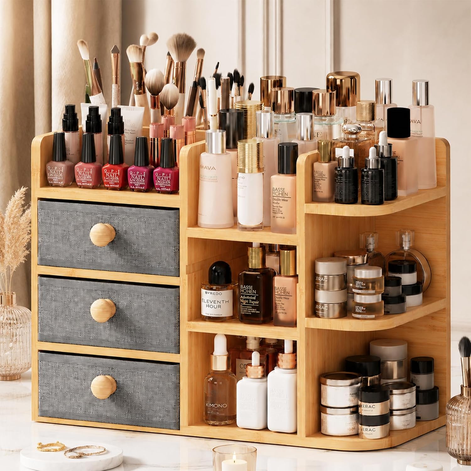 Grote bamboe make-up organizer - Drawer Organizer Bamboo recensie en prijs
