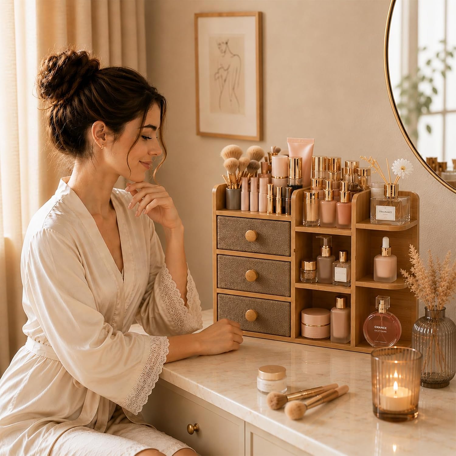 Grote bamboe make-up organizer - Drawer Organizer Bamboo recensie en prijs